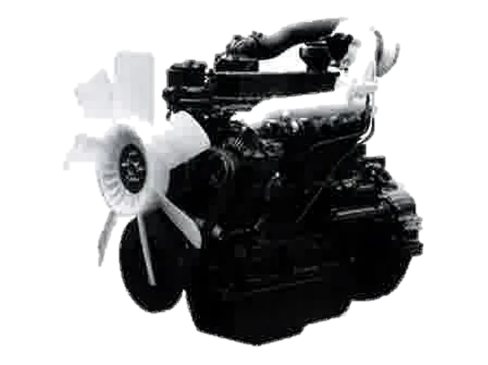 Mitsubishi S4K-DT industrial diesel engine, a turbocharged block with a large white cooling fan at the front.